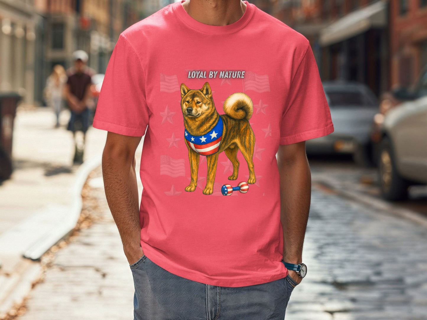 Akita Inu Patriotic Unisex T-Shirt - 4th of July Funny Dog Shirt -USA Flag - American Pride Pet Tee Great Gift