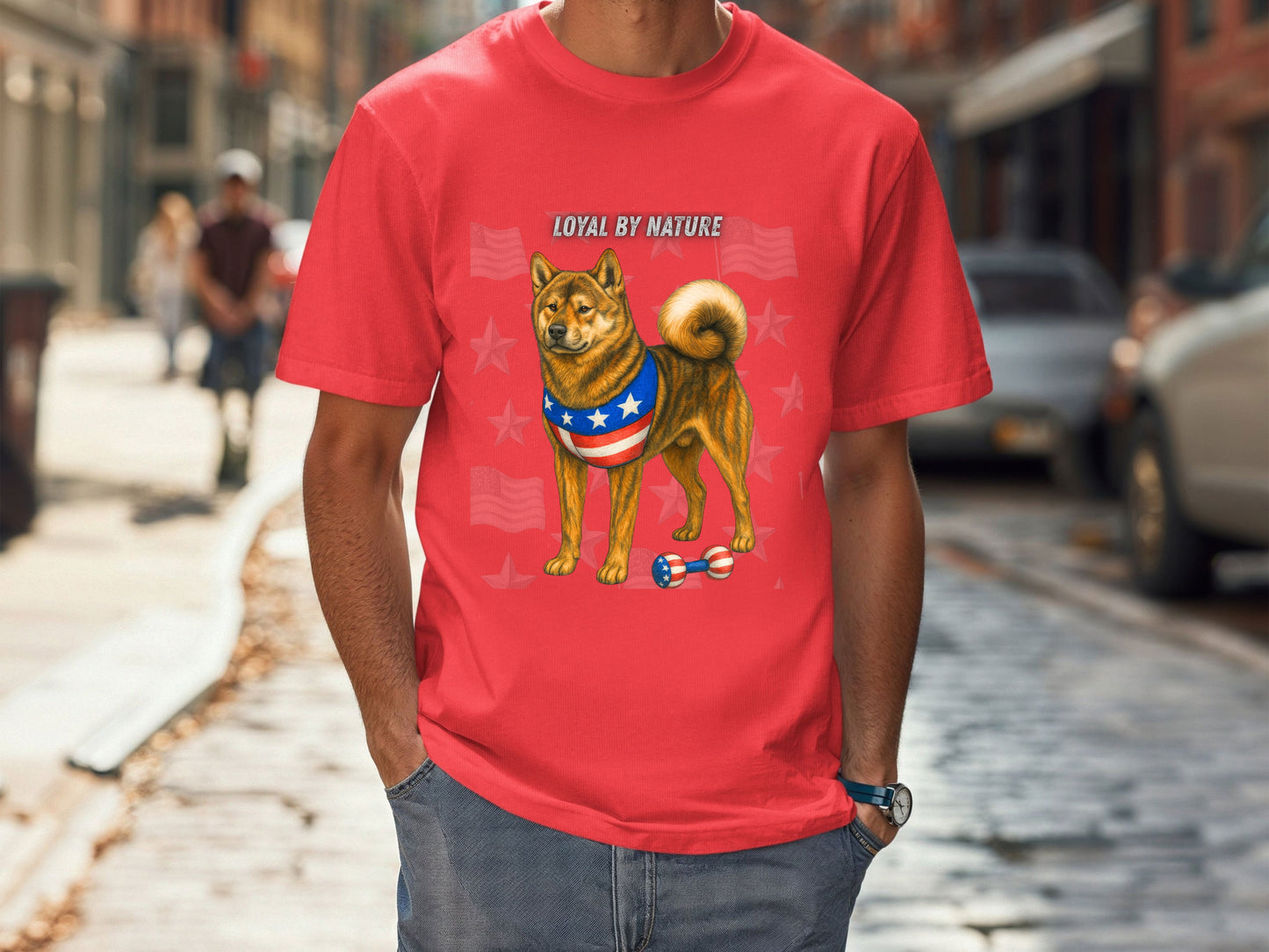 Akita Inu Patriotic Unisex T-Shirt - 4th of July Funny Dog Shirt -USA Flag - American Pride Pet Tee Great Gift