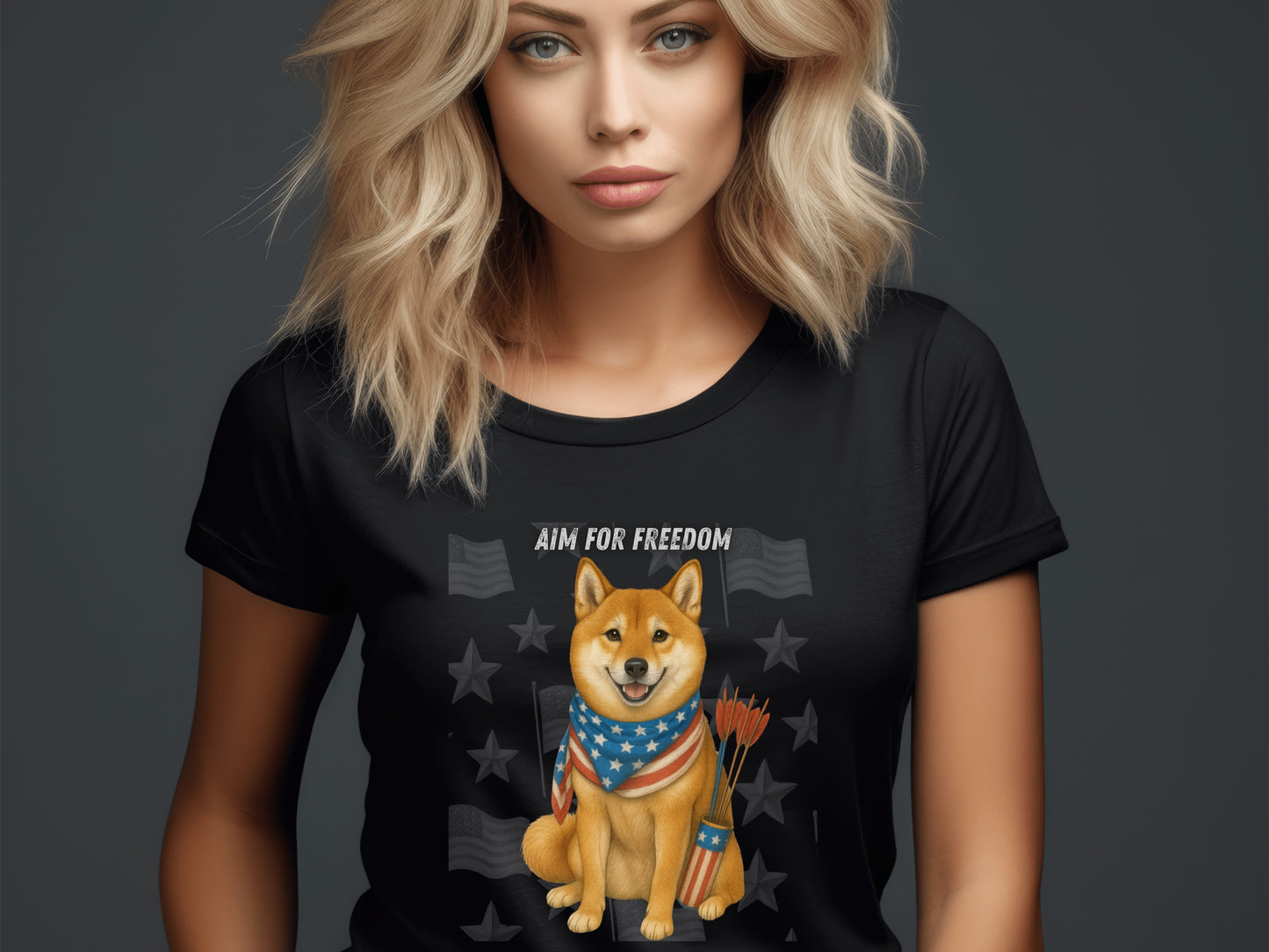 Shiba Inu Patriotic Unisex T-Shirt - 4th of July Funny Dog Shirt -USA Flag - American Pride Pet Tee Great Gift