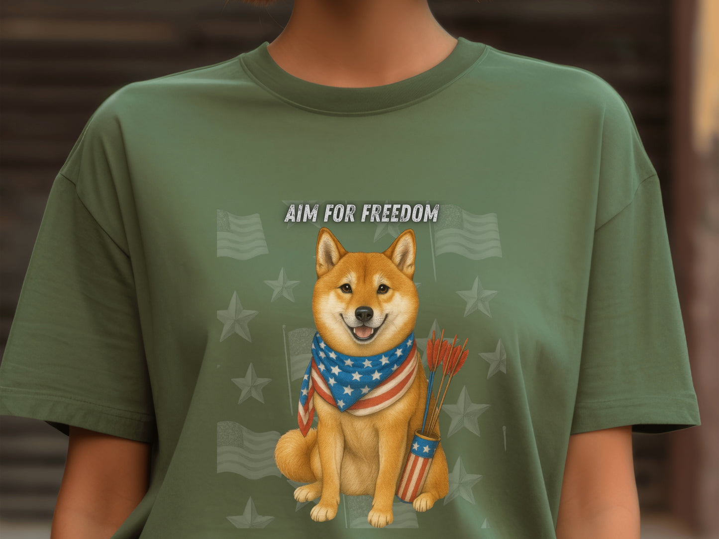 Shiba Inu Patriotic Unisex T-Shirt - 4th of July Funny Dog Shirt -USA Flag - American Pride Pet Tee Great Gift