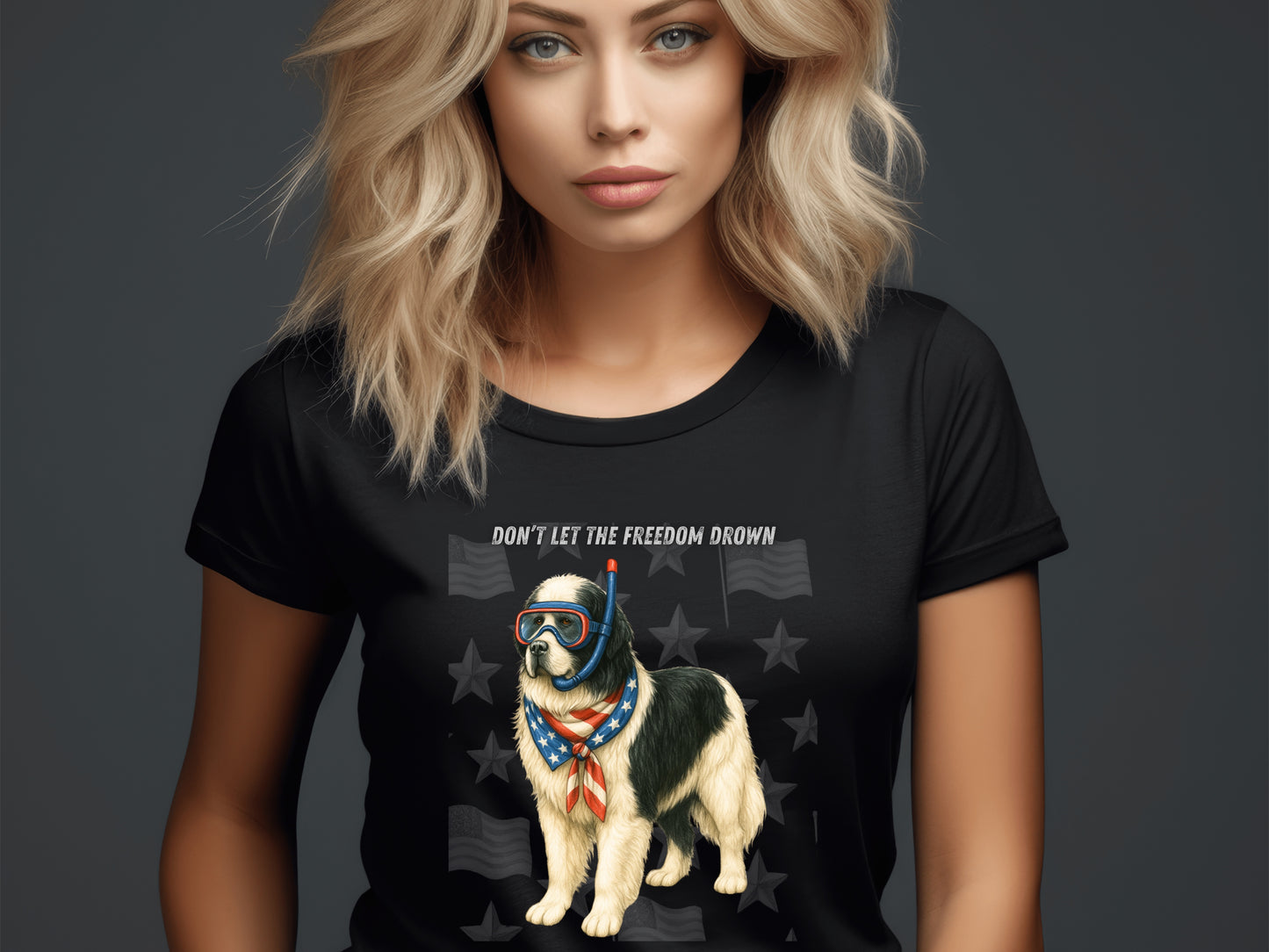 Newfoundland Patriotic Unisex T-Shirt - 4th of July Funny Dog Shirt -USA Flag - American Pride Pet Tee Great Gift