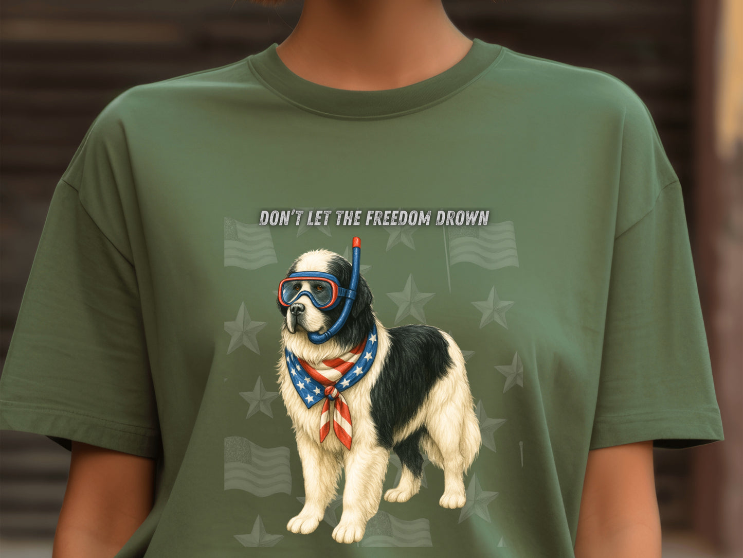Newfoundland Patriotic Unisex T-Shirt - 4th of July Funny Dog Shirt -USA Flag - American Pride Pet Tee Great Gift
