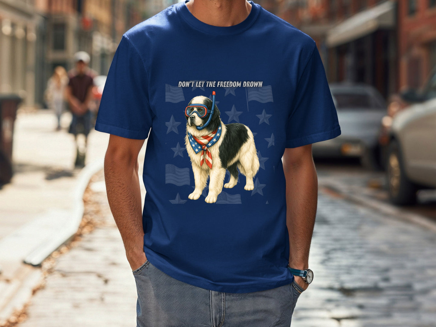 Newfoundland Patriotic Unisex T-Shirt - 4th of July Funny Dog Shirt -USA Flag - American Pride Pet Tee Great Gift