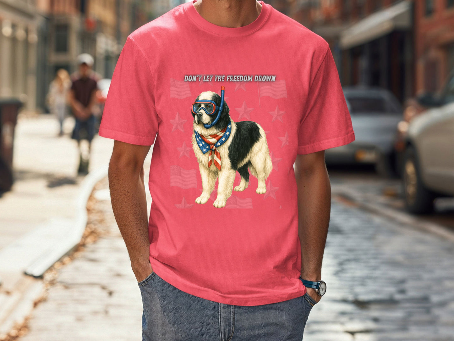 Newfoundland Patriotic Unisex T-Shirt - 4th of July Funny Dog Shirt -USA Flag - American Pride Pet Tee Great Gift