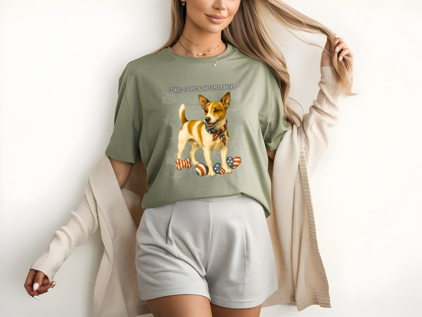 Jack Russell Patriotic Unisex T-Shirt - 4th of July Funny Dog Shirt -USA Flag - American Pride Pet Tee Great Gift