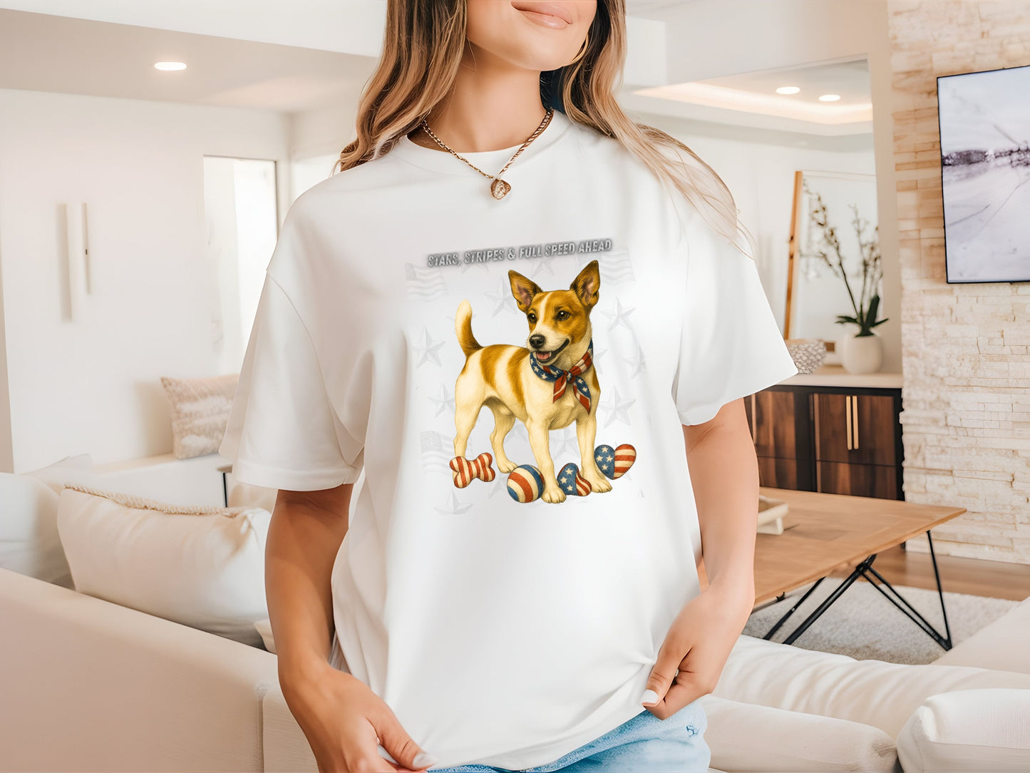 Jack Russell Patriotic Unisex T-Shirt - 4th of July Funny Dog Shirt -USA Flag - American Pride Pet Tee Great Gift