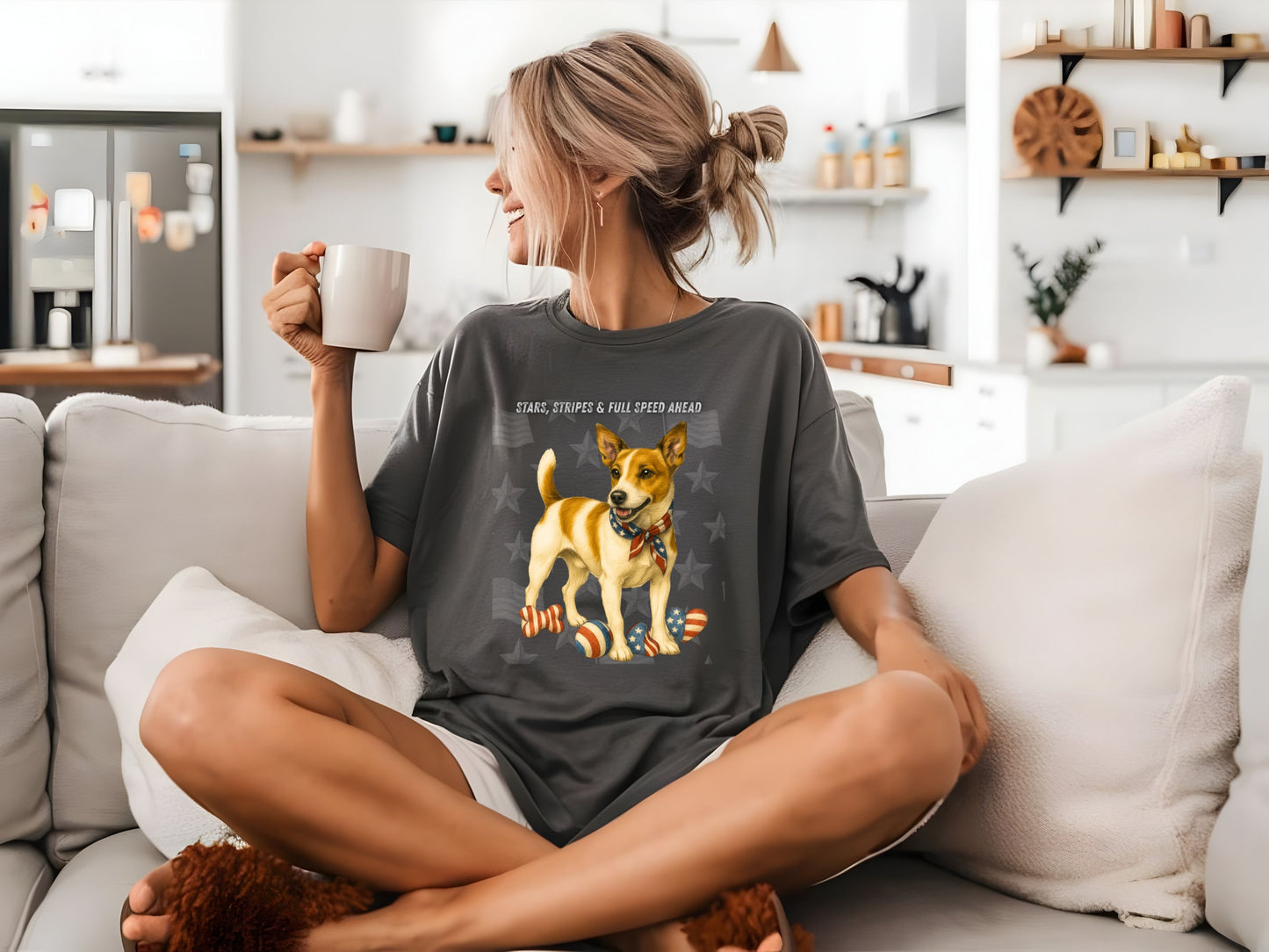 Jack Russell Patriotic Unisex T-Shirt - 4th of July Funny Dog Shirt -USA Flag - American Pride Pet Tee Great Gift