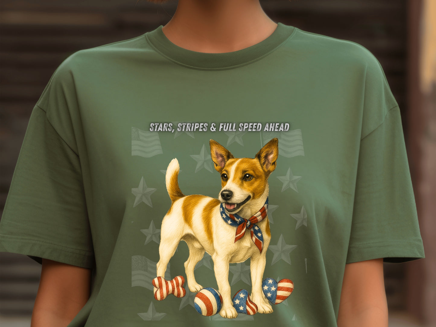Jack Russell Patriotic Unisex T-Shirt - 4th of July Funny Dog Shirt -USA Flag - American Pride Pet Tee Great Gift