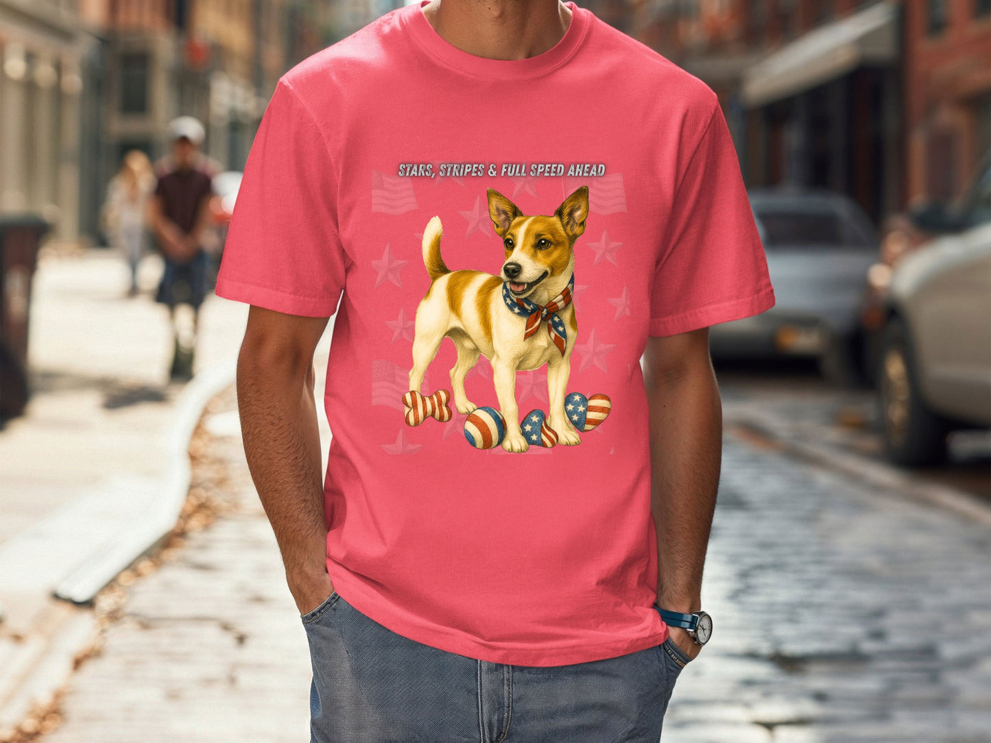 Jack Russell Patriotic Unisex T-Shirt - 4th of July Funny Dog Shirt -USA Flag - American Pride Pet Tee Great Gift