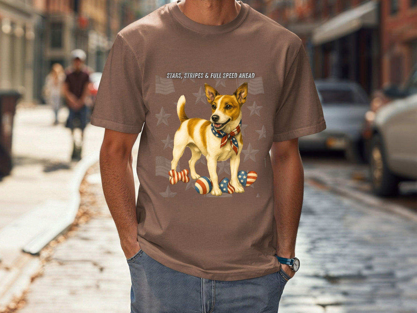 Jack Russell Patriotic Unisex T-Shirt - 4th of July Funny Dog Shirt -USA Flag - American Pride Pet Tee Great Gift