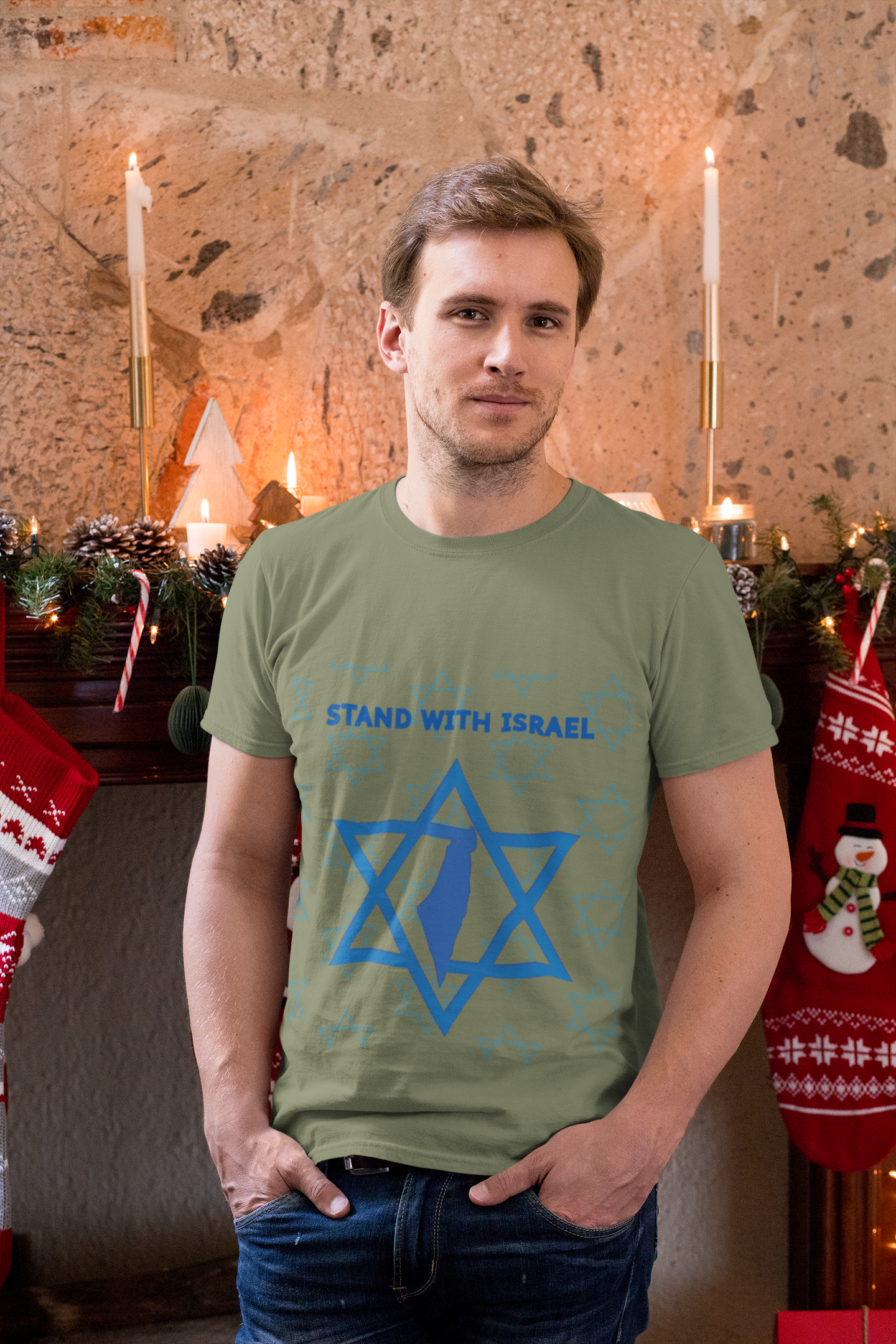Stand With Israel Unisex T-Shirt -  Bold Star & Map Design - Jewish Pride Shirt -Support Israel Apparel - Star of David Tee