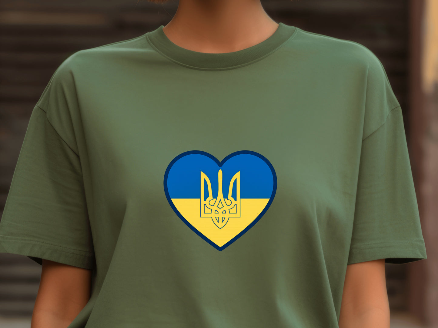 Ukrainian Flag Heart with Tryzub - Support Ukraine T-Shirt - Blue and Yellow Patriotic Tee