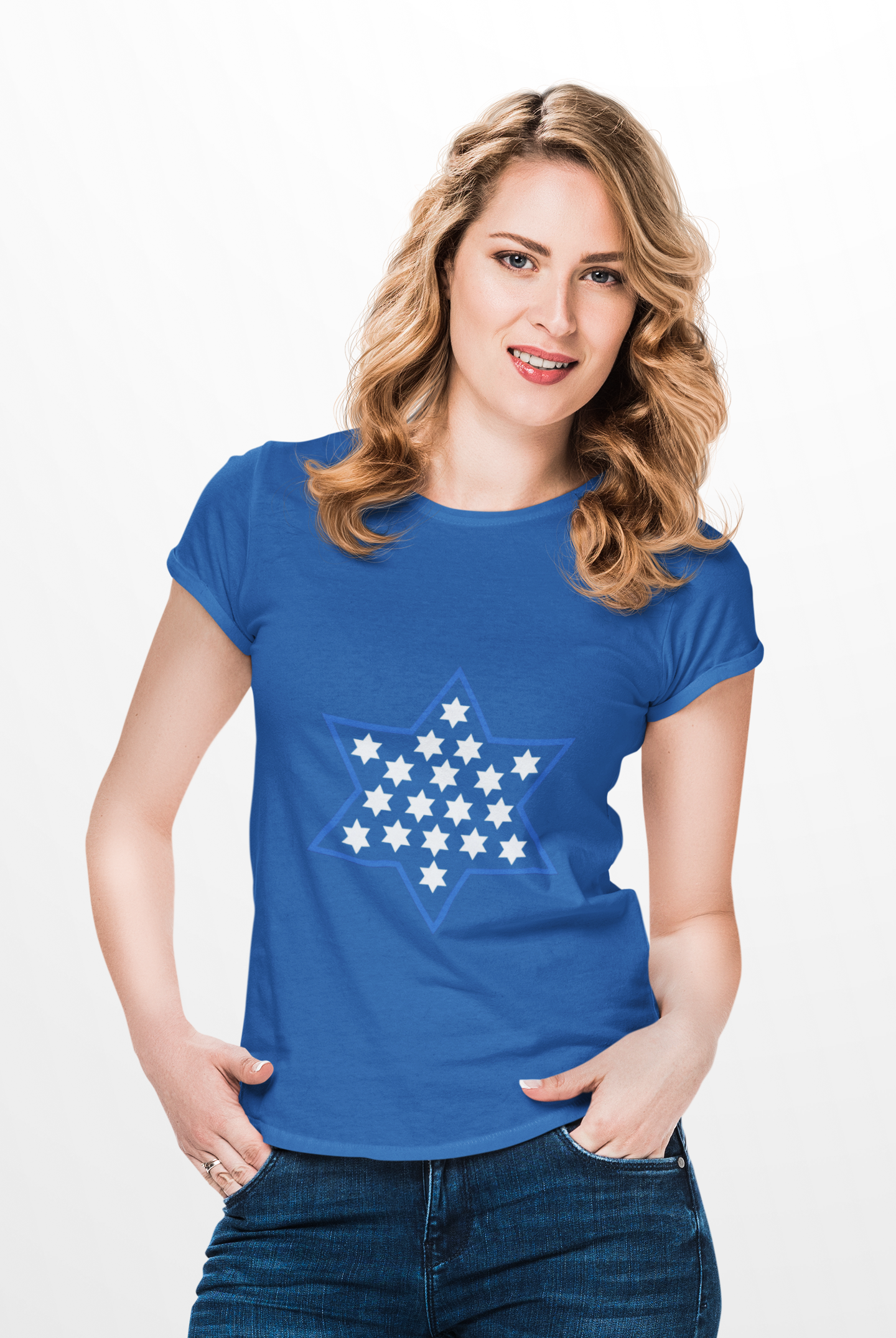 Stylish Unisex Heavy Cotton Modern Magen David Mosaic T-Shirt-Clean Star of David Design in Multiple Colors-Stand with Israel