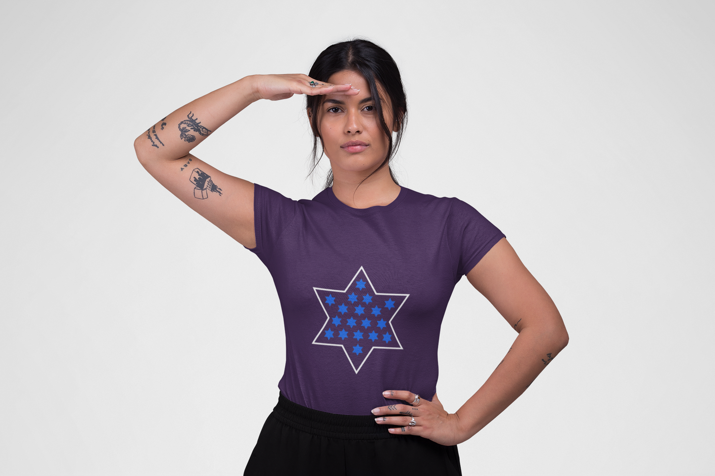 Unisex Heavy Cotton Modern Magen David Mosaic T-Shirt-Clean Star of David Design in Multiple Colors-Stand with Israel
