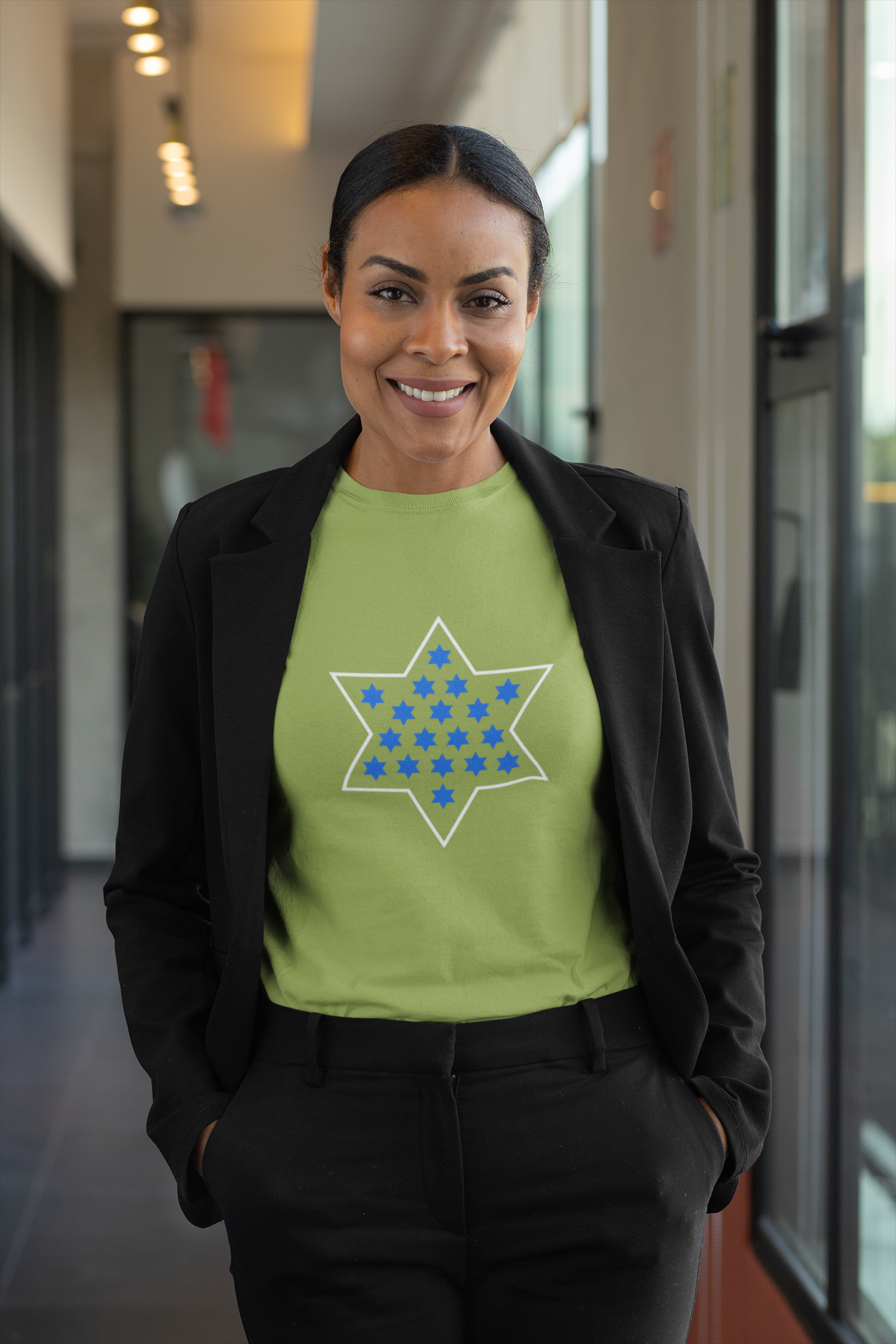 Unisex Heavy Cotton Modern Magen David Mosaic T-Shirt-Clean Star of David Design in Multiple Colors-Stand with Israel