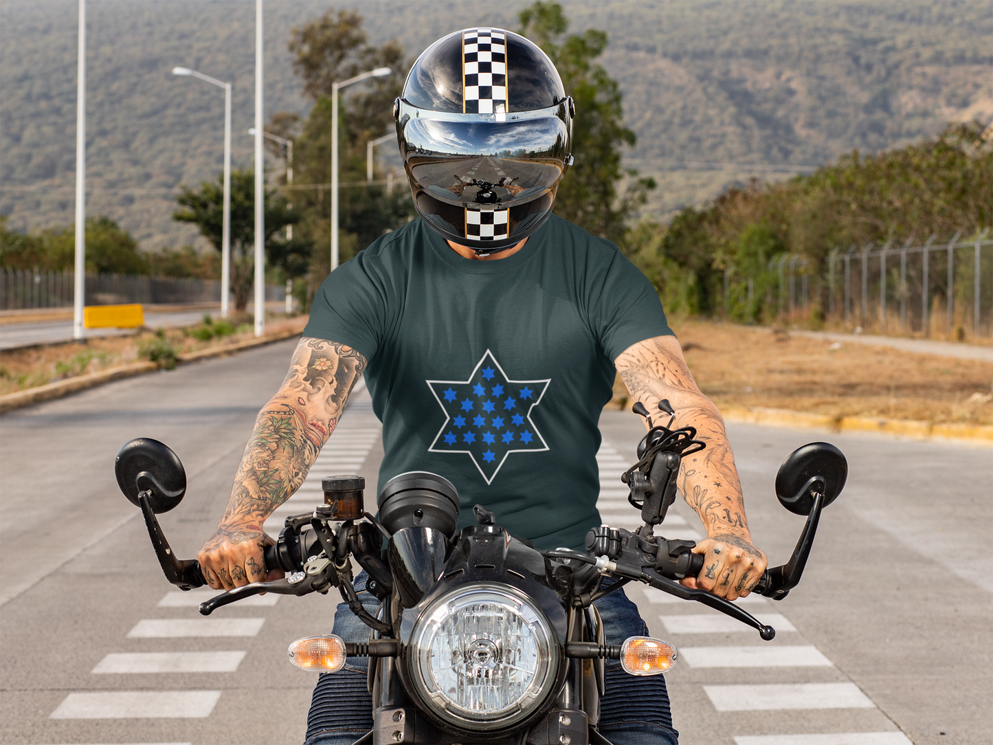 Unisex Heavy Cotton Modern Magen David Mosaic T-Shirt-Clean Star of David Design in Multiple Colors-Stand with Israel