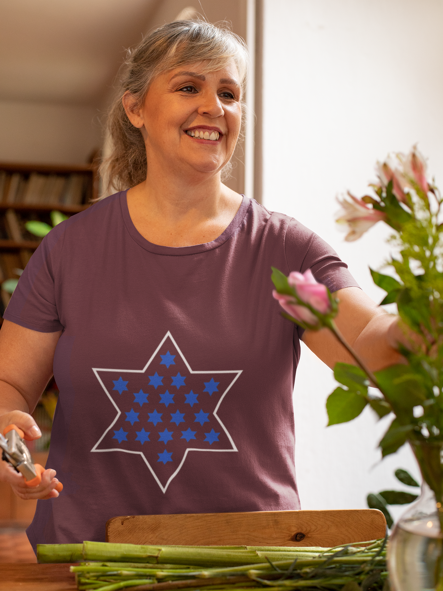 Unisex Heavy Cotton Modern Magen David Mosaic T-Shirt-Clean Star of David Design in Multiple Colors-Stand with Israel