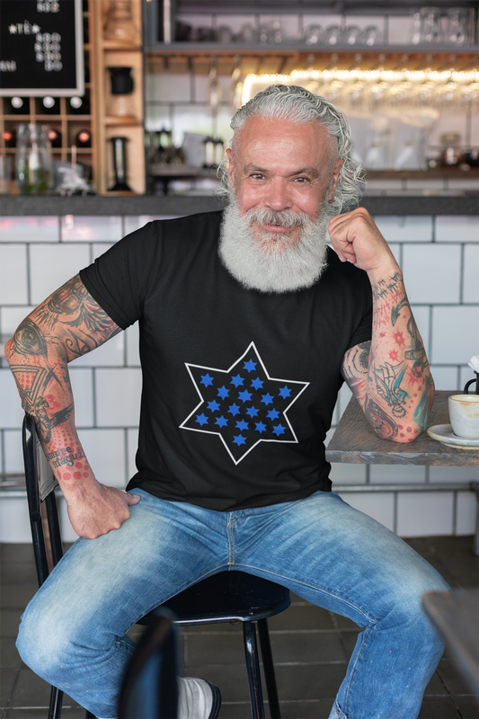 Unisex Heavy Cotton Modern Magen David Mosaic T-Shirt-Clean Star of David Design in Multiple Colors-Stand with Israel