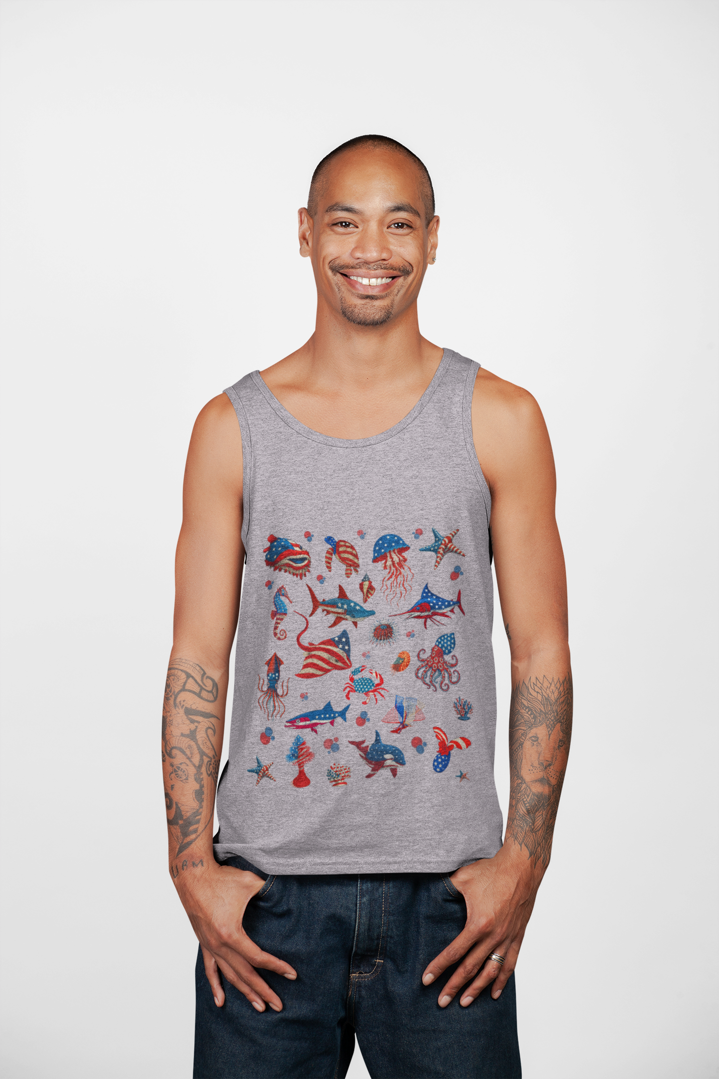 Stonewash Tank Top with Patriotic Design | Unisex Summer Shirt for Independence Day, Vintage Style, Beach Wear, Gift