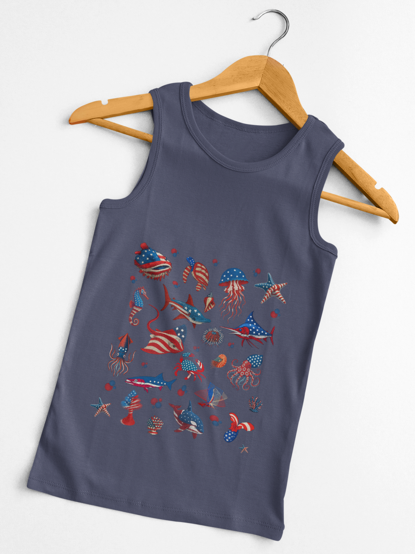Stonewash Tank Top with Patriotic Design | Unisex Summer Shirt for Independence Day, Vintage Style, Beach Wear, Gift