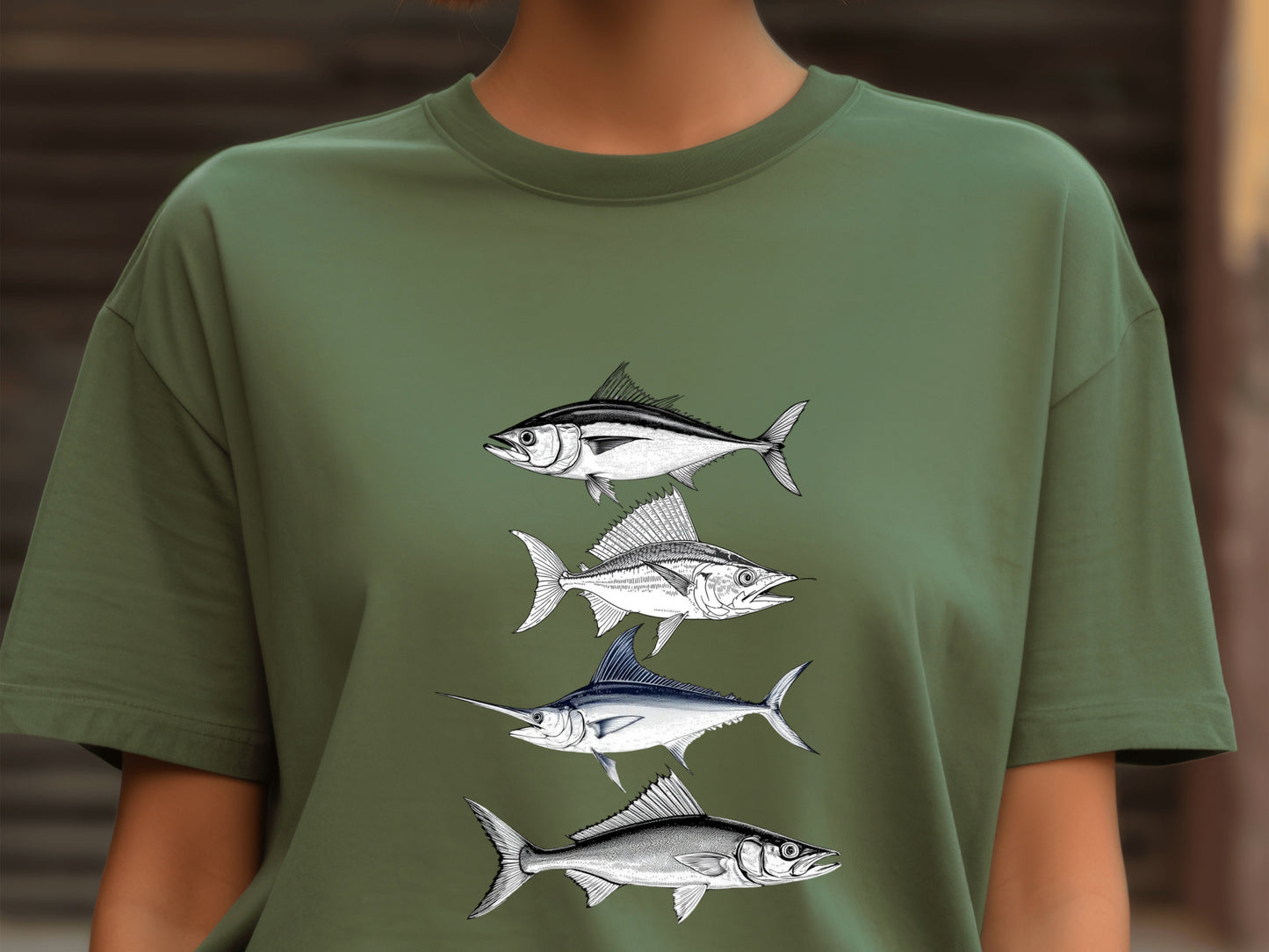Saltwater Legends Tee-Retro Ink Ocean Fishing Shirt for Men,Hand-Drawn Mahi Mahi,Yellowfin, Marlin, Barracuda Fisherman Gift Comfort Colors®