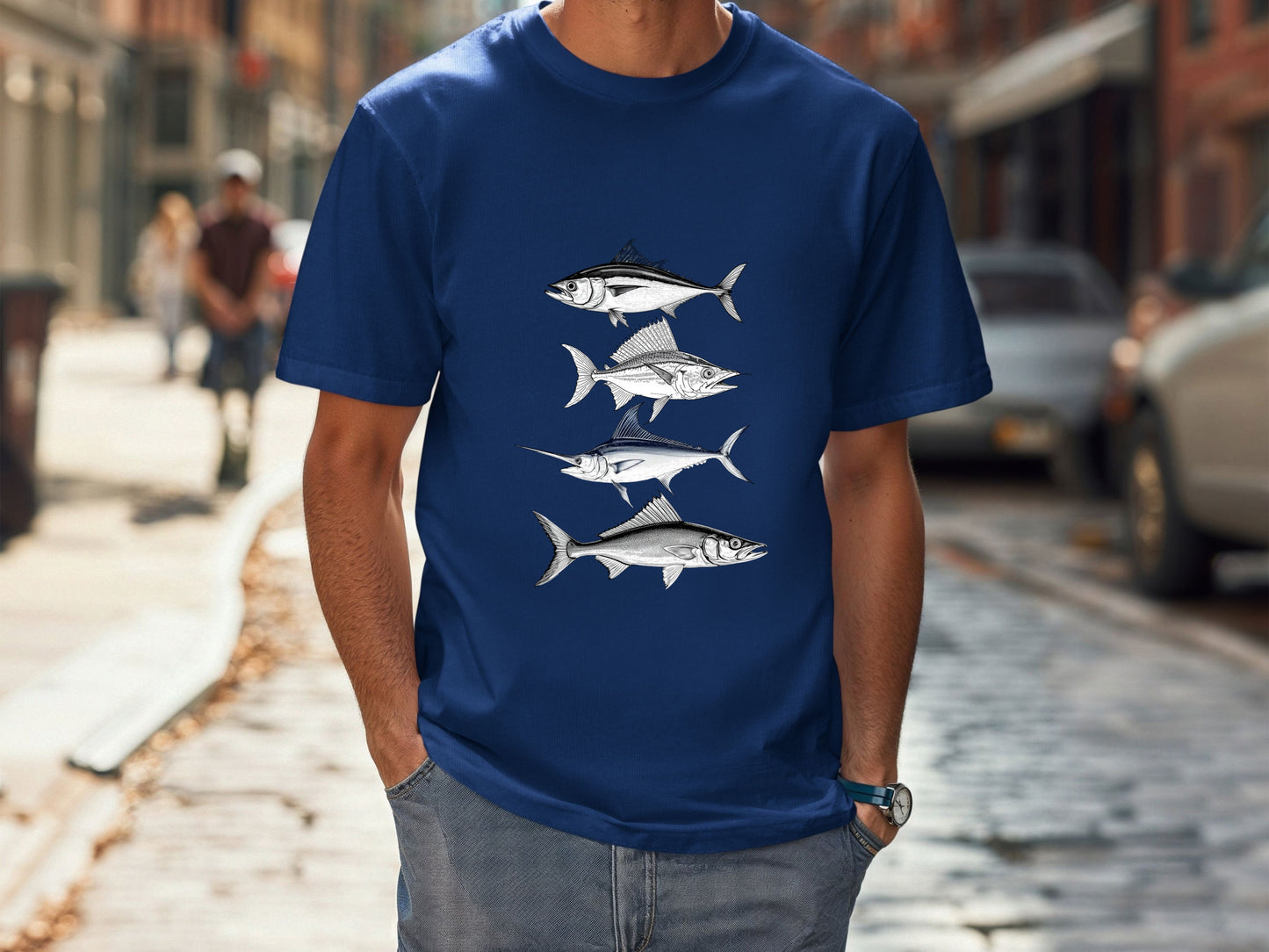 Saltwater Legends Tee-Retro Ink Ocean Fishing Shirt for Men,Hand-Drawn Mahi Mahi,Yellowfin, Marlin, Barracuda Fisherman Gift Comfort Colors®