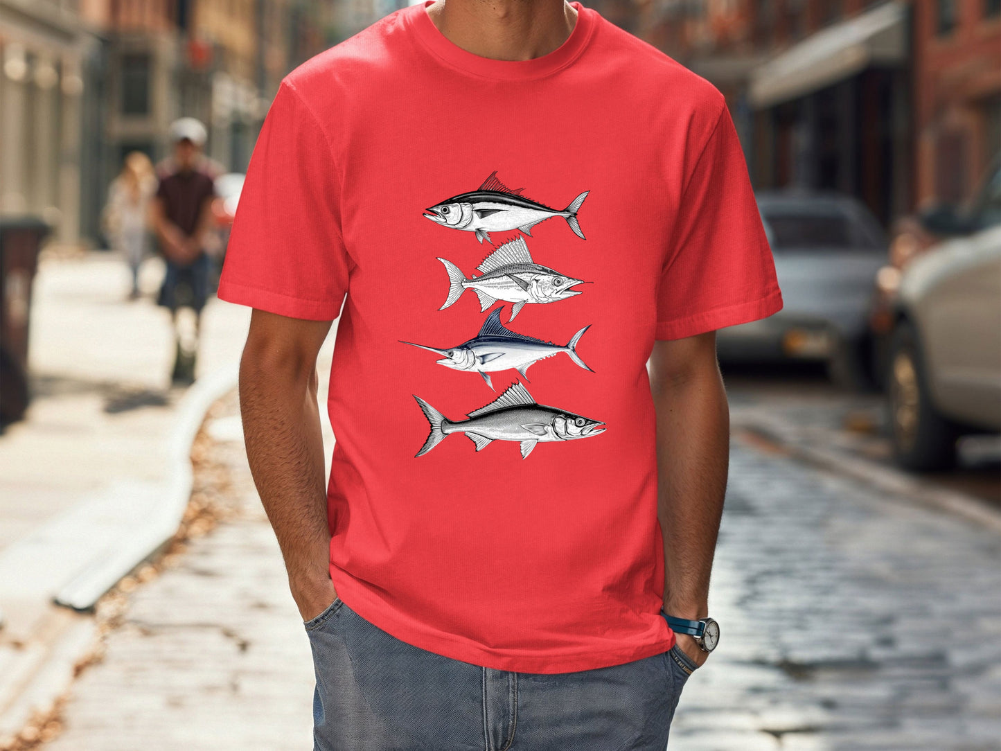 Saltwater Legends Tee-Retro Ink Ocean Fishing Shirt for Men,Hand-Drawn Mahi Mahi,Yellowfin, Marlin, Barracuda Fisherman Gift Comfort Colors®