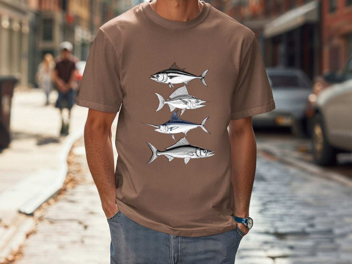 Saltwater Legends Tee-Retro Ink Ocean Fishing Shirt for Men,Hand-Drawn Mahi Mahi,Yellowfin, Marlin, Barracuda Fisherman Gift Comfort Colors®