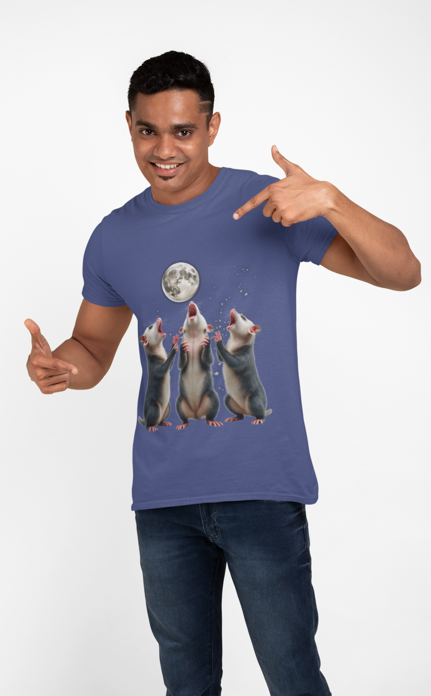 Three Howling Possums Moon Shirt- Funny Vintage Opossum Tee, Retro Howling Possum Unisex T- Shirt, Weird Animal Party Gift Cotton Tee