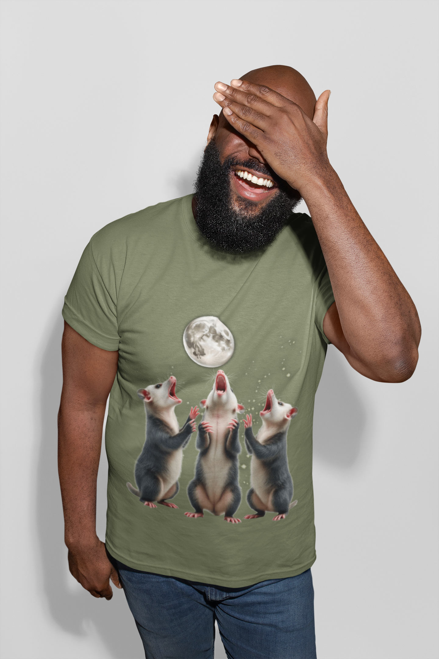 Three Howling Possums Moon Shirt- Funny Vintage Opossum Tee, Retro Howling Possum Unisex T- Shirt, Weird Animal Party Gift Cotton Tee