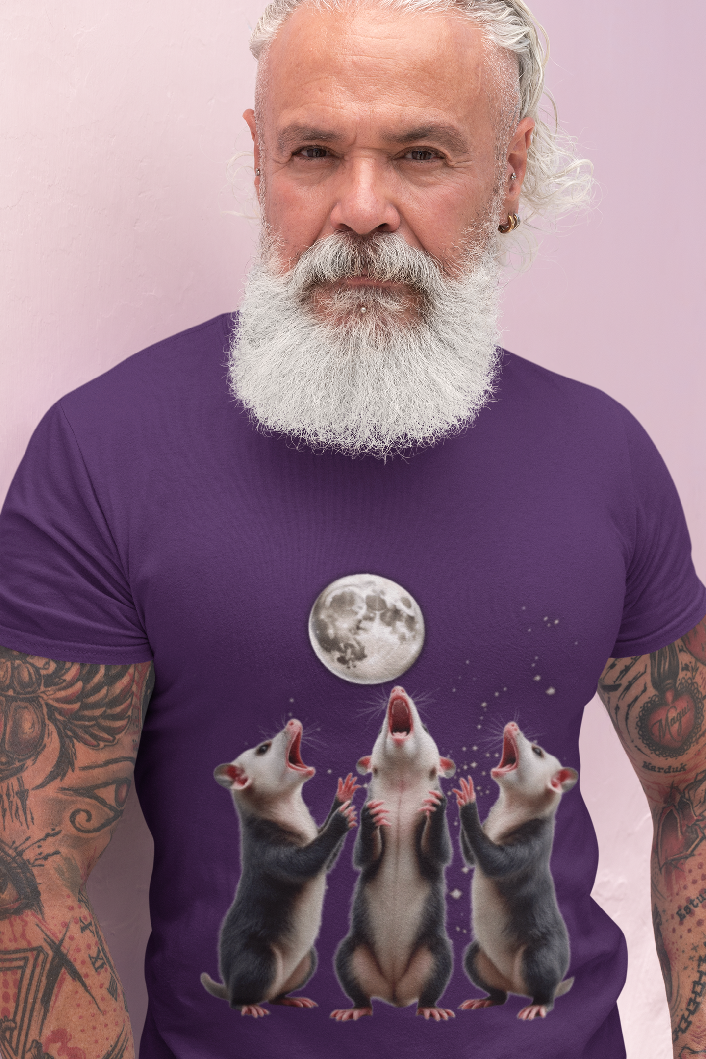 Three Howling Possums Moon Shirt- Funny Vintage Opossum Tee, Retro Howling Possum Unisex T- Shirt, Weird Animal Party Gift Cotton Tee