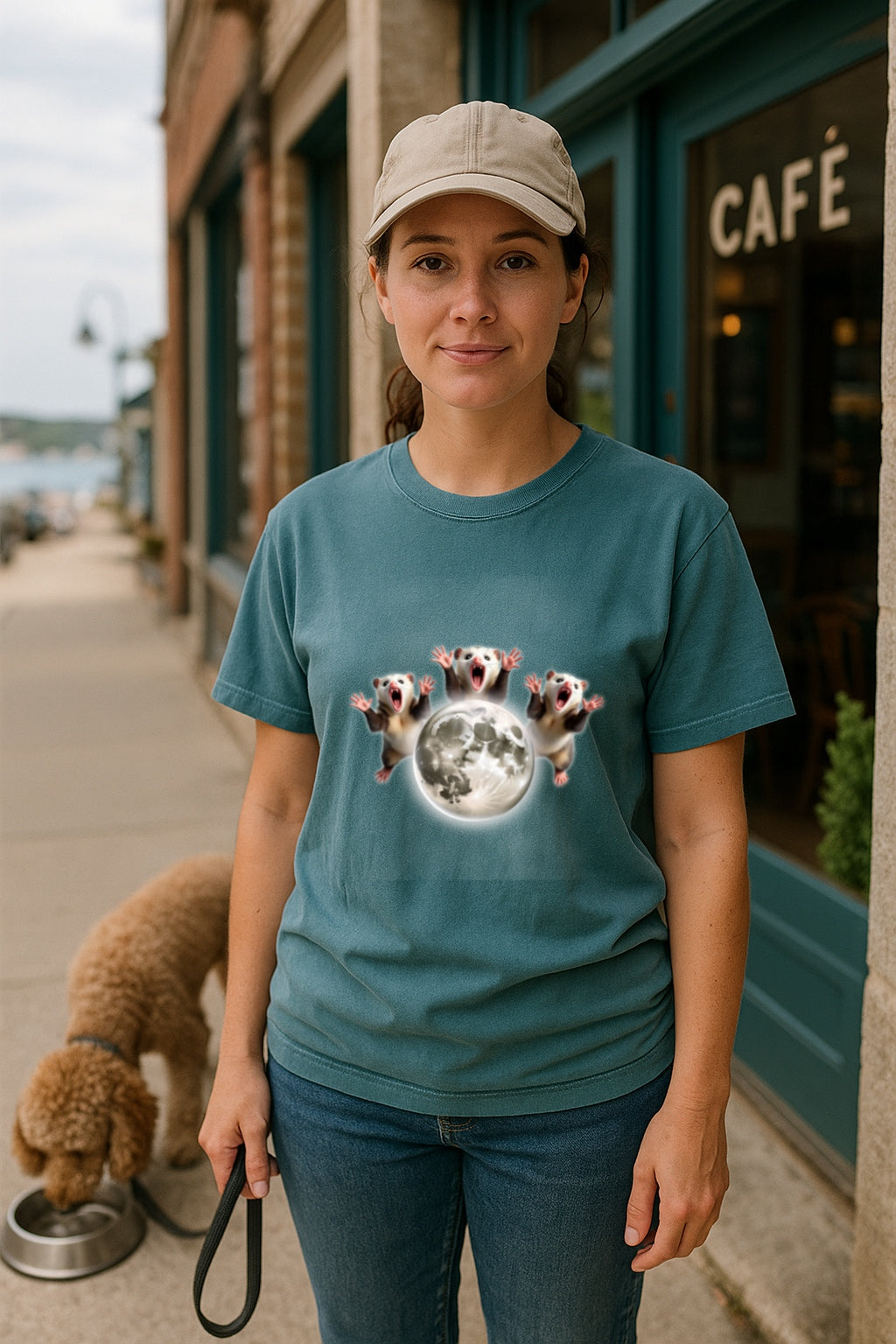 Three Howling Possums Moon Shirt- Funny Vintage Opossum Tee, Retro Howling Possum Unisex T- Shirt, Washed Tee Possum lovers gift