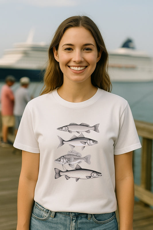 Retro Ink Fish T-Shirt - Hand  Drawn Vintage Fishing Unisex Tee, Fisher Gifts Comfort Colors® Fisher Shirt - Comfort Colores™ Washed Tee