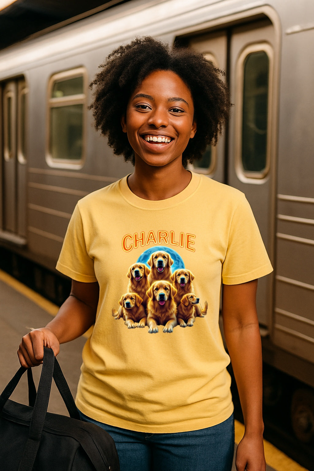 Custom 90s Retro Dog Shirt-Personalized Comfort Colors™ Tee with Name-Golden Retriever Bootleg Style-Dog Lover Gift-Custom Bootleg Shirt