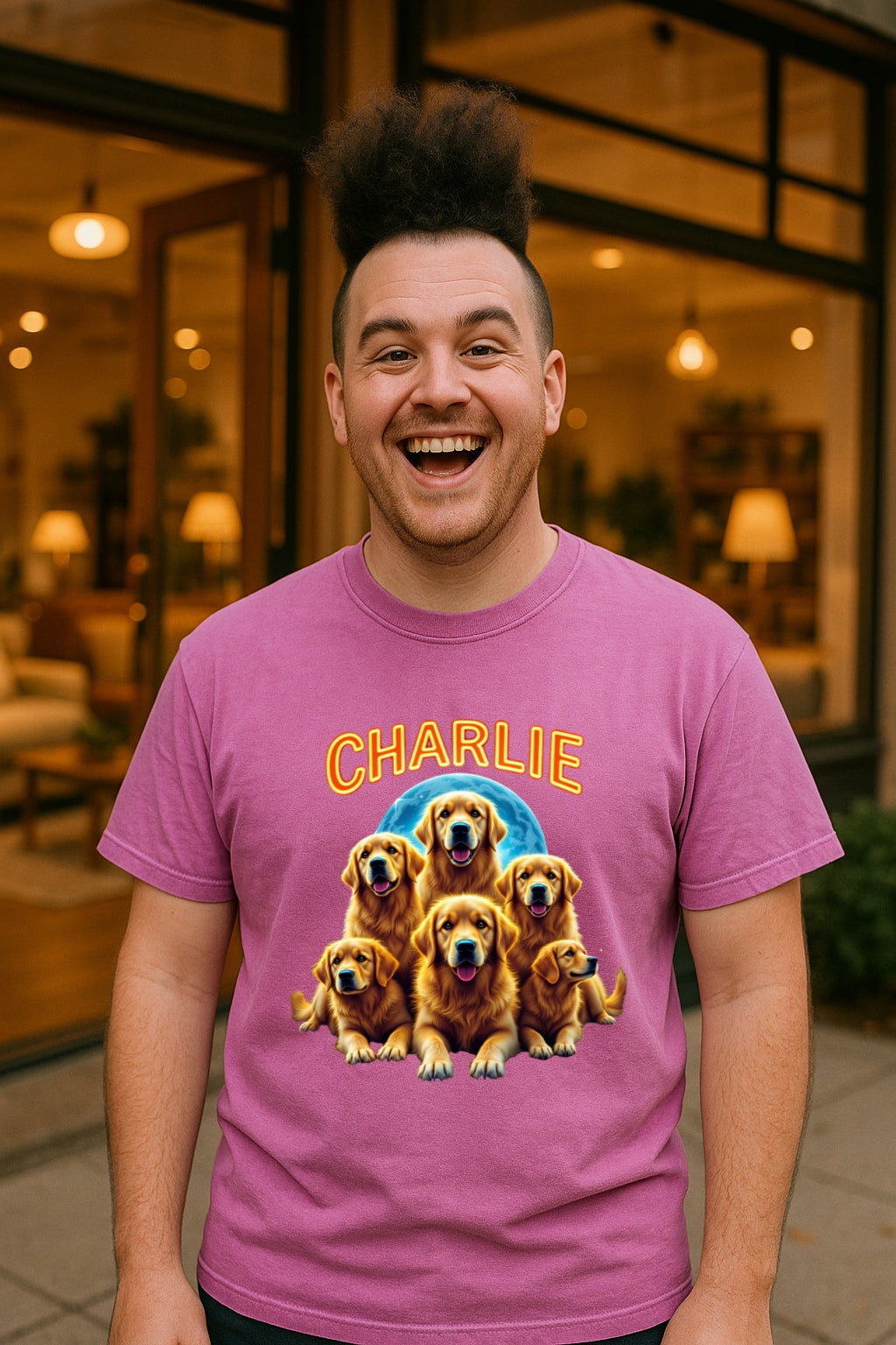 Custom 90s Retro Dog Shirt-Personalized Comfort Colors™ Tee with Name-Golden Retriever Bootleg Style-Dog Lover Gift-Custom Bootleg Shirt