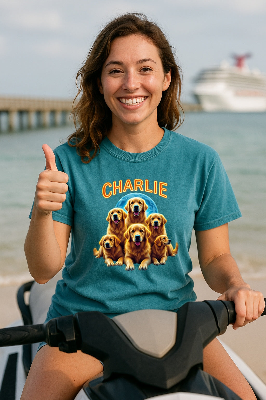 Custom 90s Retro Dog Shirt-Personalized Comfort Colors™ Tee with Name-Golden Retriever Bootleg Style-Dog Lover Gift-Custom Bootleg Shirt