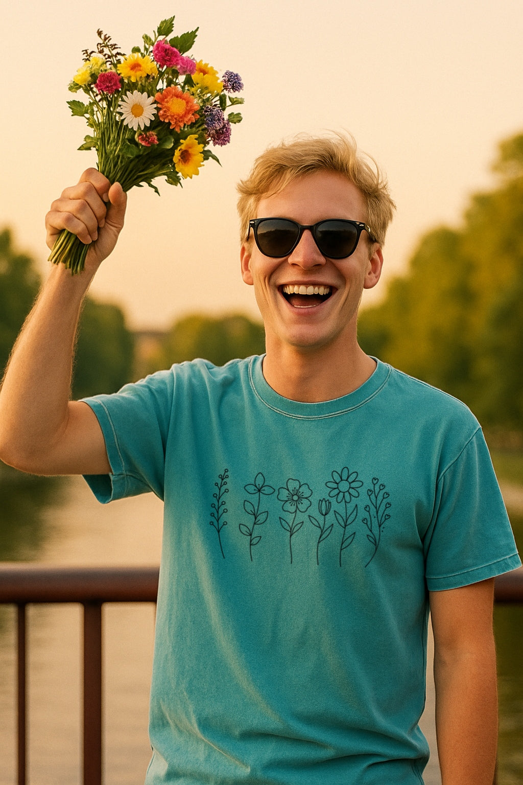 Minimalist Wildflower Line Art T-Shirt - Comfort Colors® Wildflower Shirt, Aesthetic Botanical One-Line Flower Shirt, Simple Nature Gift