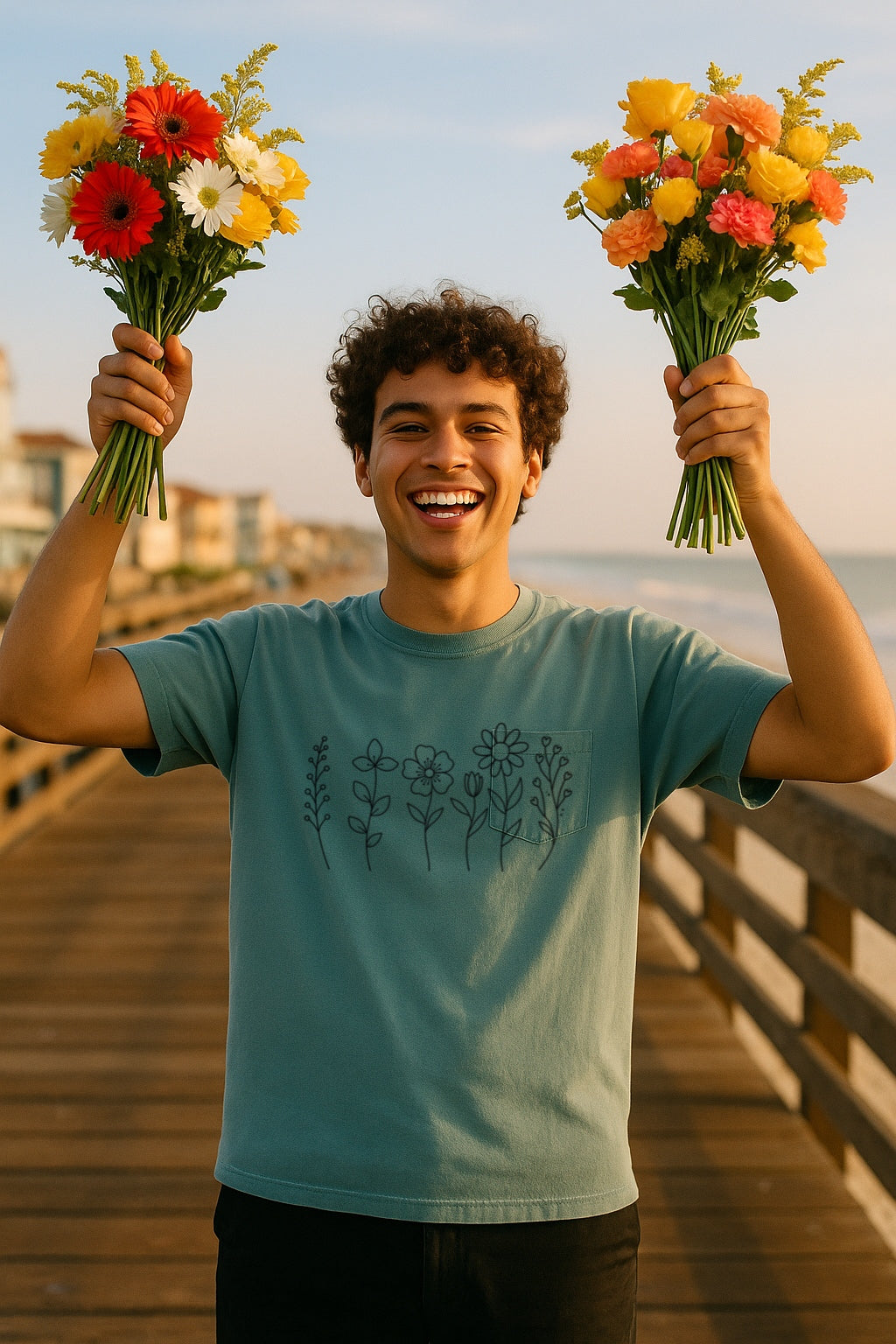 Minimalist Wildflower Line Art T-Shirt - Comfort Colors® Wildflower Shirt, Aesthetic Botanical One-Line Flower Shirt, Simple Nature Gift