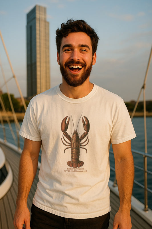 Homarus Vulgaris Lobster Comfort Colors™ Washed T-Shirt-Vintage Scientific Illustration, Carl Linnaeus 1758 Retro Sepia Marine Biology Shirt