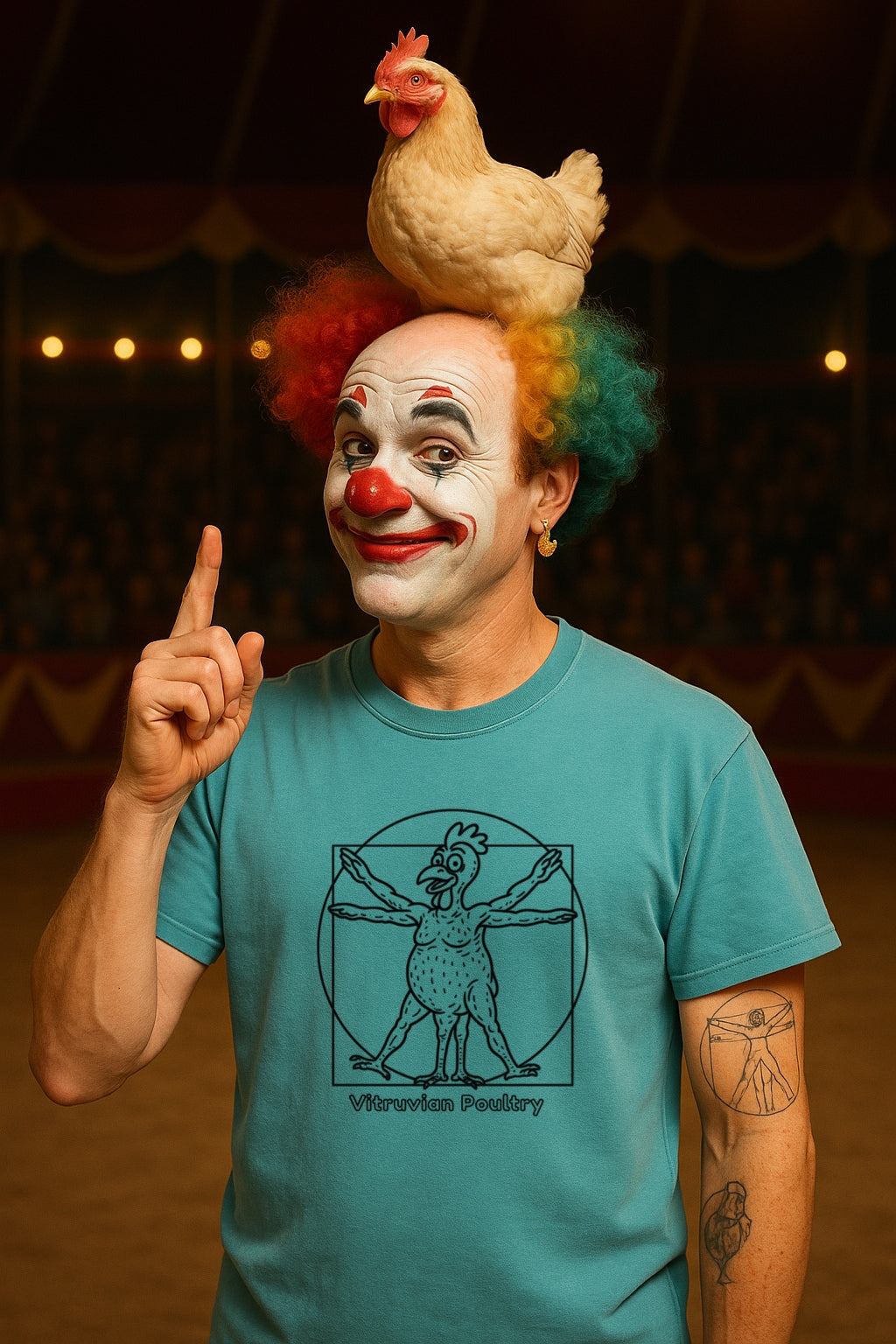 Vitruvian Chicken Shirt- Funny Poultry Tee for Farmers, Butchers, and Chicken Lovers T-Shir-Comfort Colors™ Washed Graphic Wierd Humor Gift