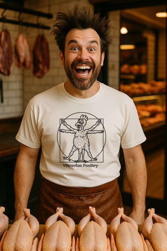 Vitruvian Chicken Shirt- Funny Poultry Tee for Farmers, Butchers, and Chicken Lovers T-Shir-Comfort Colors™ Washed Graphic Wierd Humor Gift