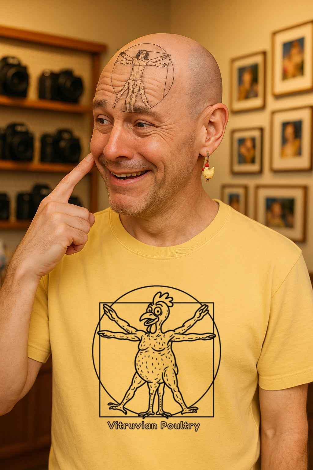 Vitruvian Chicken Shirt- Funny Poultry Tee for Farmers, Butchers, and Chicken Lovers T-Shir-Comfort Colors™ Washed Graphic Wierd Humor Gift