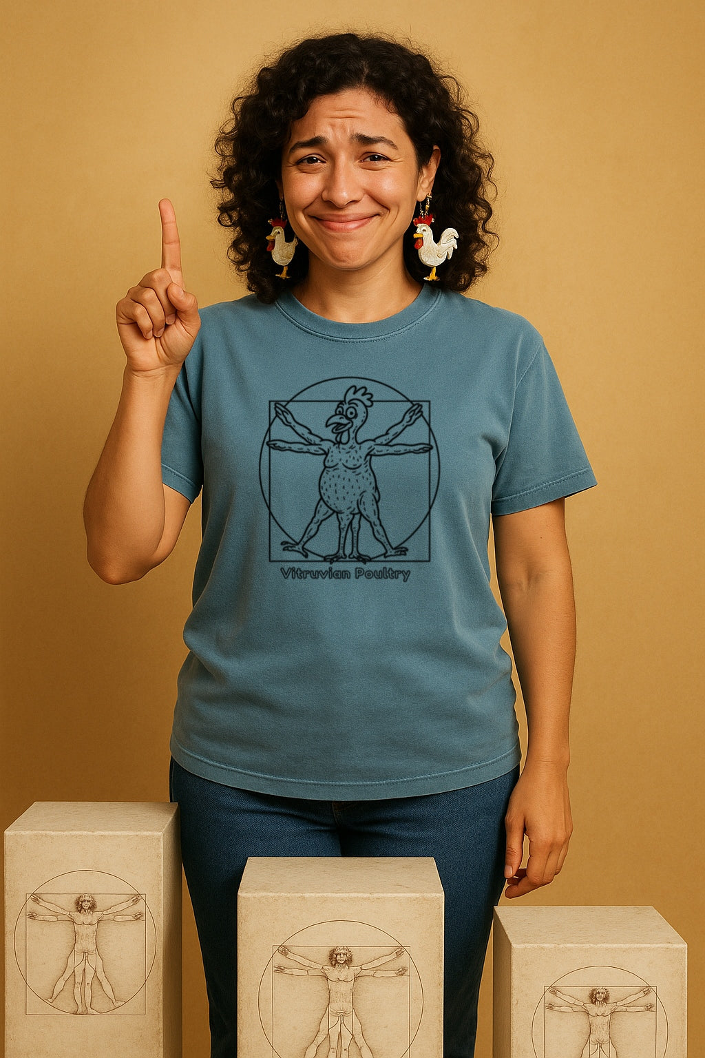 Vitruvian Chicken Shirt- Funny Poultry Tee for Farmers, Butchers, and Chicken Lovers T-Shir-Comfort Colors™ Washed Graphic Wierd Humor Gift