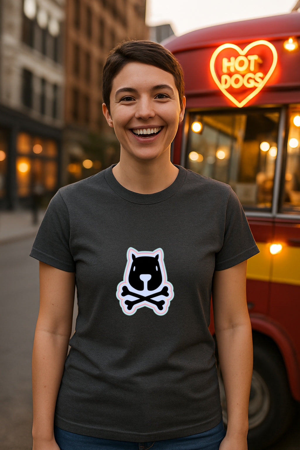 Capibones T-Shirt - Chill Dead Capybara with Crossbones - Funny Bold Animal Skull Graphic Vintage Cute Goth  Unisex Gildan 64000 T-Shirt
