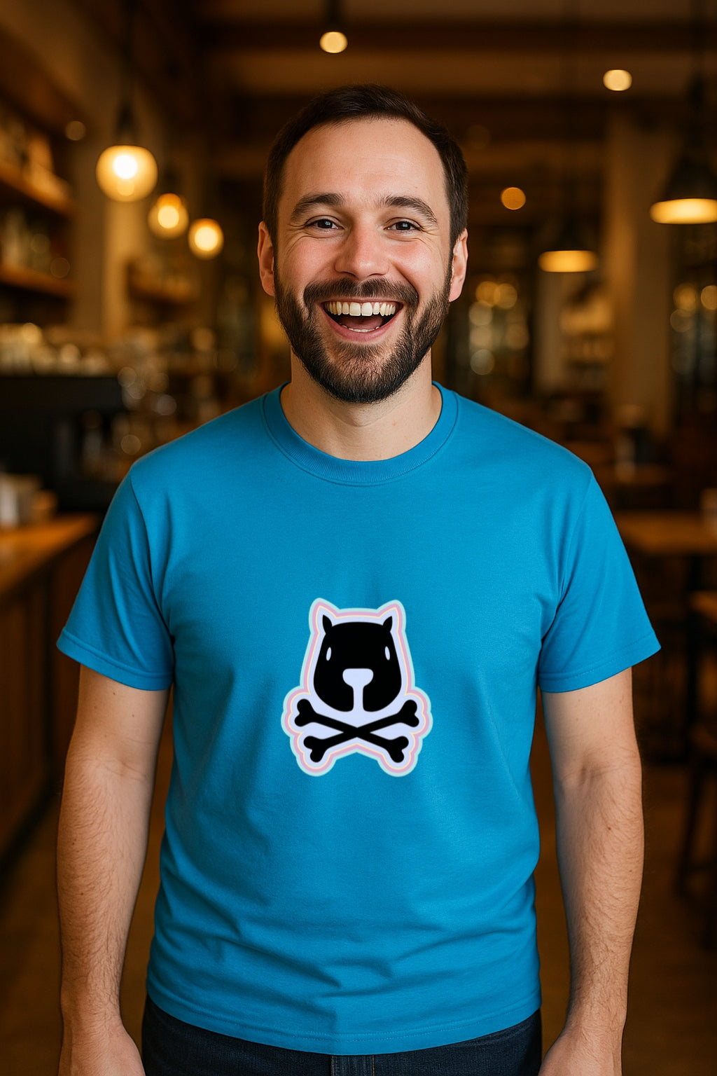 Capibones T-Shirt - Chill Dead Capybara with Crossbones - Funny Bold Animal Skull Graphic Vintage Cute Goth  Unisex Gildan 64000 T-Shirt