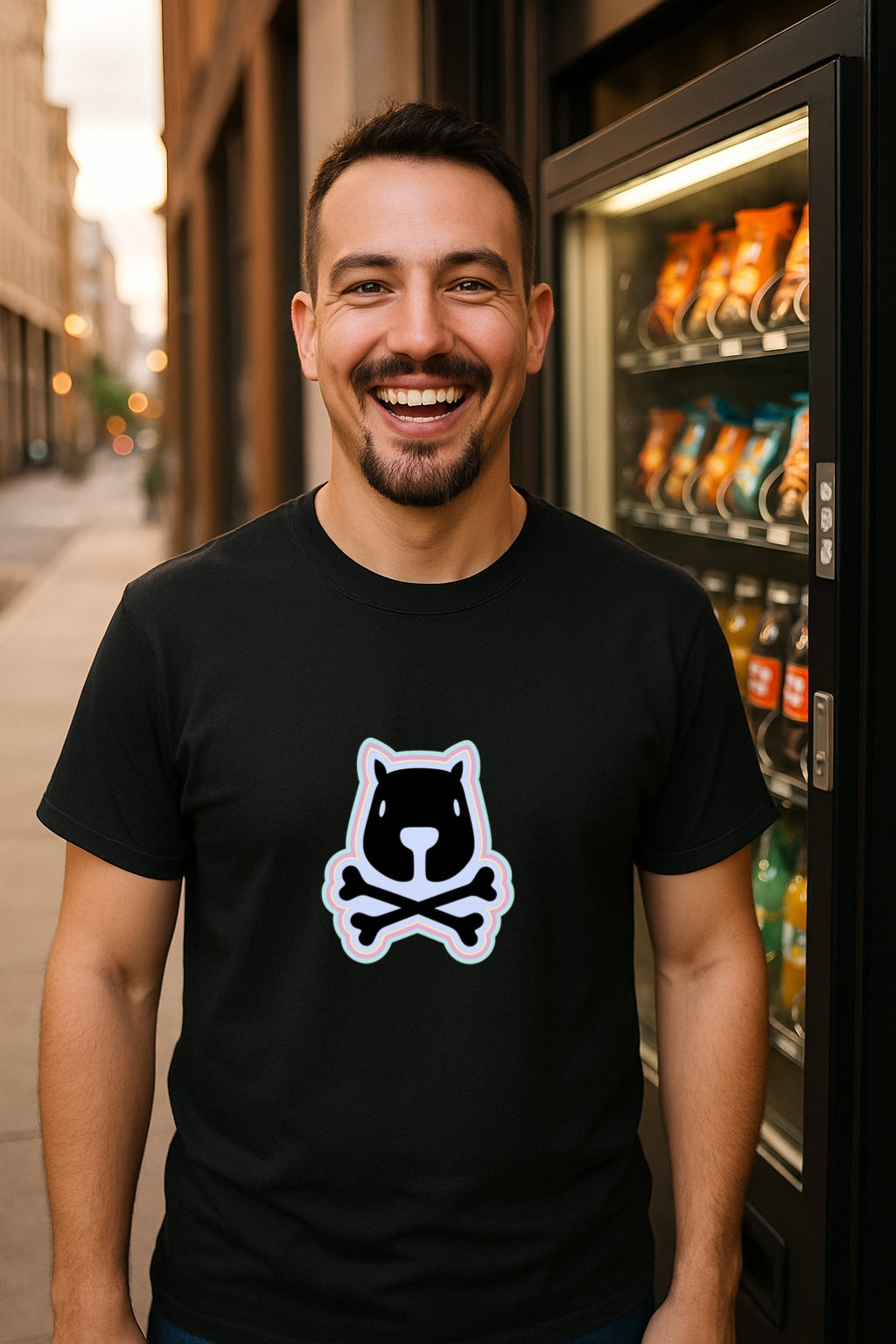 Capibones T-Shirt - Chill Dead Capybara with Crossbones - Funny Bold Animal Skull Graphic Vintage Cute Goth  Unisex Gildan 64000 T-Shirt