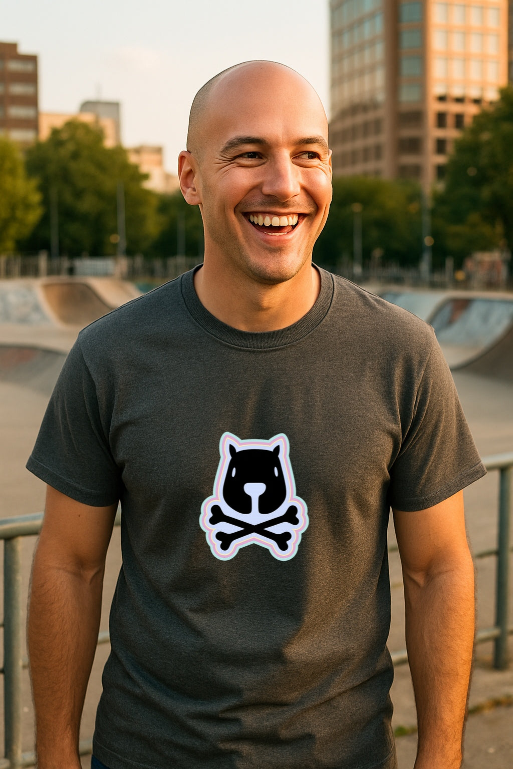 Capibones T-Shirt - Chill Dead Capybara with Crossbones - Funny Bold Animal Skull Graphic Vintage Cute Goth  Unisex Gildan 64000 T-Shirt
