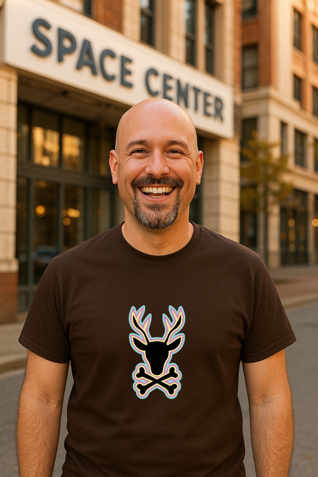Reindeer with Crossbones - Funny Bold Animal Skull Graphic Vintage Cute Goth  Unisex Gildan 64000 T-Shirt