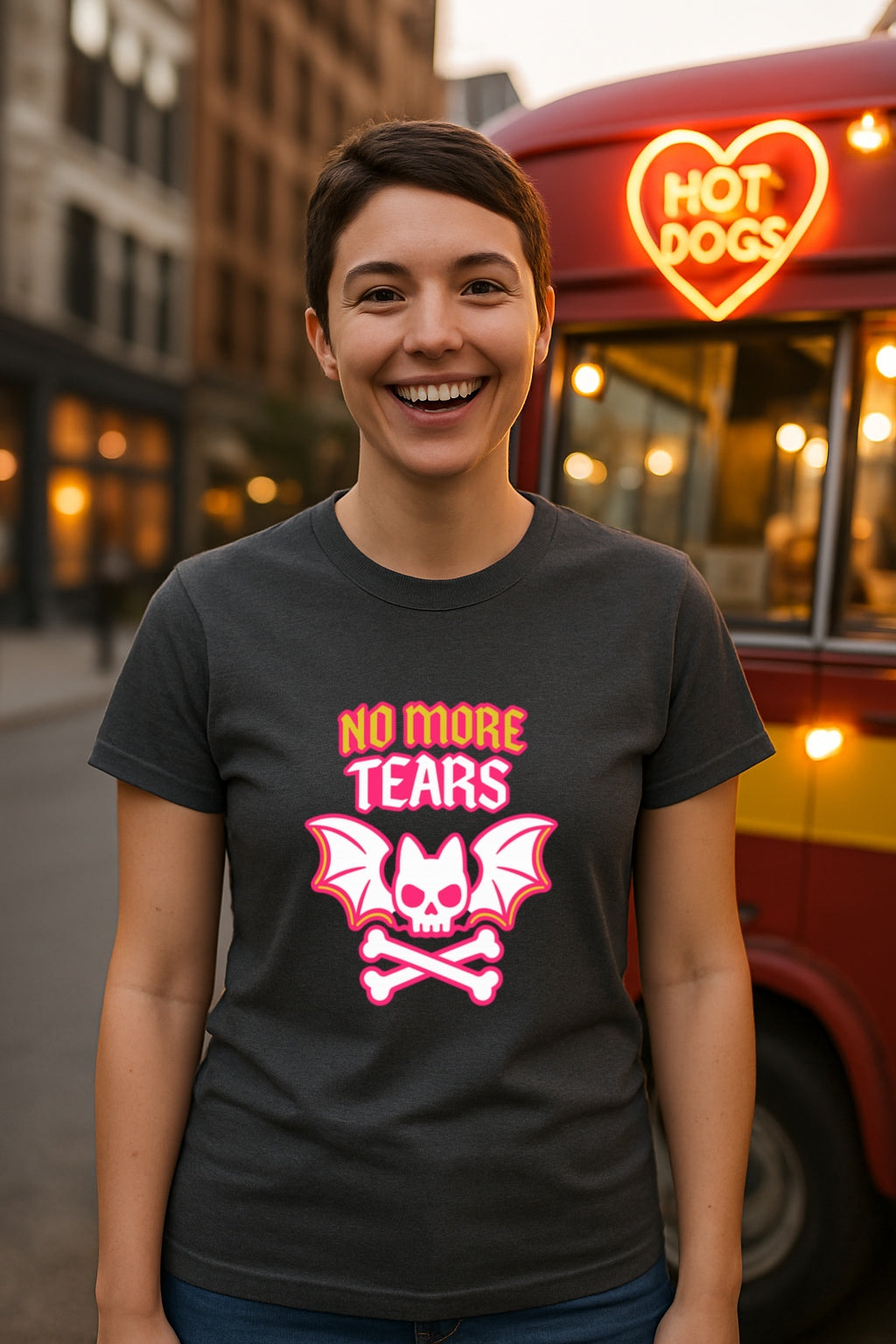 No More Tears - Cute Punk Bat Skull Graphic T-ShirtUnisex Gildan 64000 T-Shirt, Tribute To The Legend, Musitians' Gift