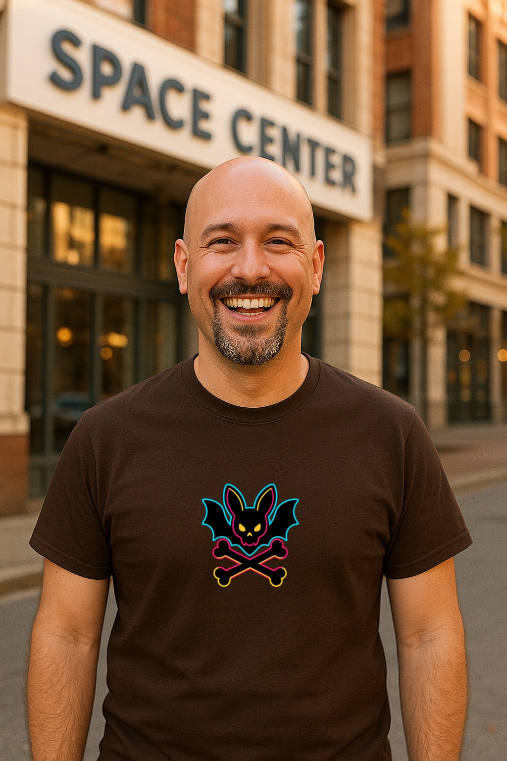 Gothic Bat Skull and Bones T- Shirt - Neon Punk Aesthetic Tee-Emo Alt Clothing -Funny Sadcore Graphic  Unisex T-Shirt Gildan 64000 T-Shirt